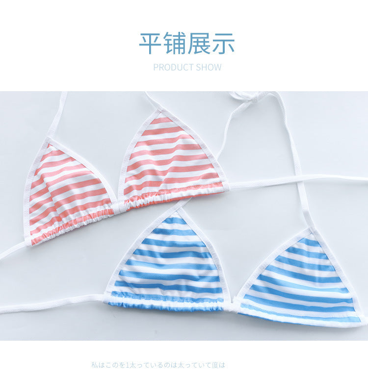 現貨 💖 初音胖次套裝 粉紅粉藍 條紋 三點式 可愛 綁帶 比基尼 動漫風 | 可以色色
