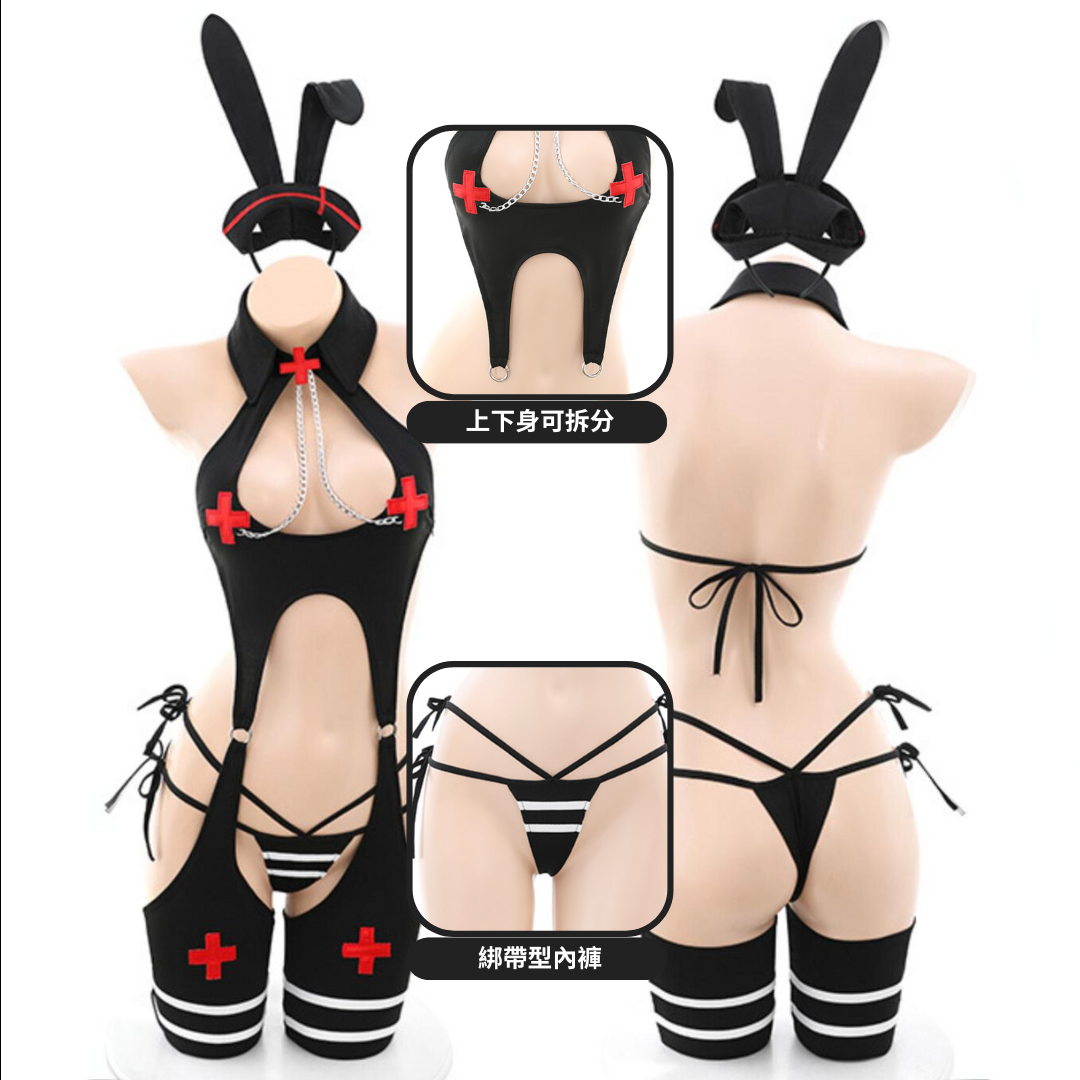 現貨 💖 兔女郎護士 兔女郎睡衣 護士睡衣 高彈力 露胸 綁帶內褲 兔耳 情趣內衣 角色扮演 | 可以色色