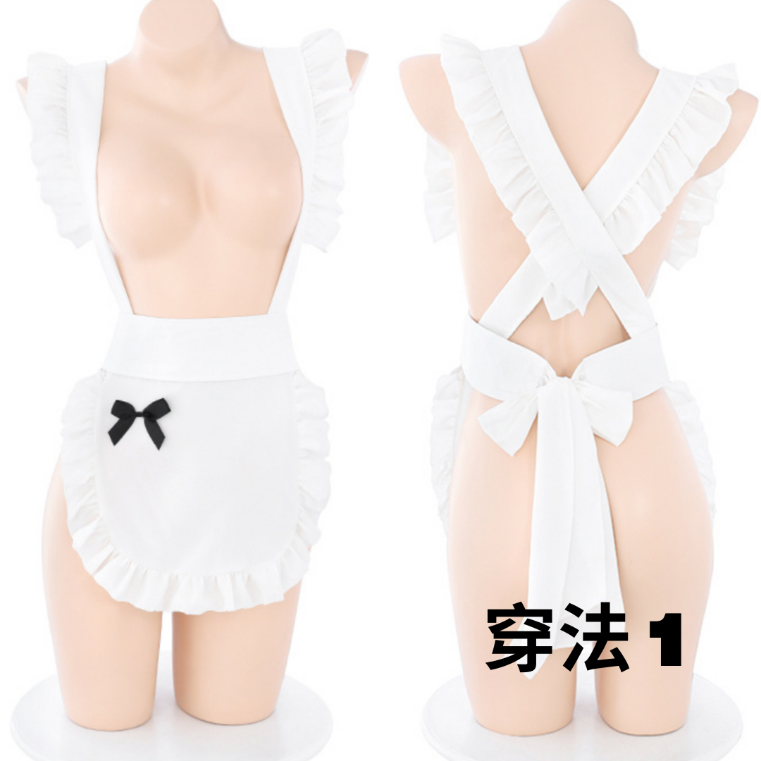 現貨 💖 情慾女僕裝 高彈力 連體衣 情趣內衣 開檔 免脫 圍裙可脫 一字抹胸 女僕髮箍 女僕服 角色扮演 | 可以色色