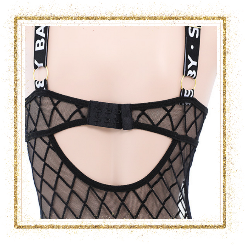 現貨 💖 SEXY文字 織帶 鋼圈 開襠 連體衣 情趣內衣 睡衣 性感 制服 純欲 | 可以色色