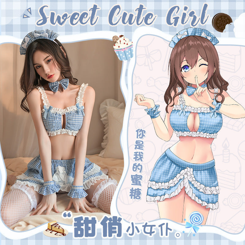 清新藍格子甜心女僕套裝情趣內衣	性感內衣女款情趣