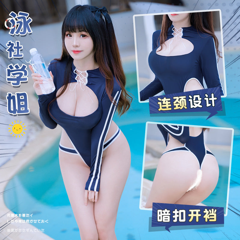 現貨 💖 日系死庫水正反兩穿開襠連體衣 情趣內衣性感制服女