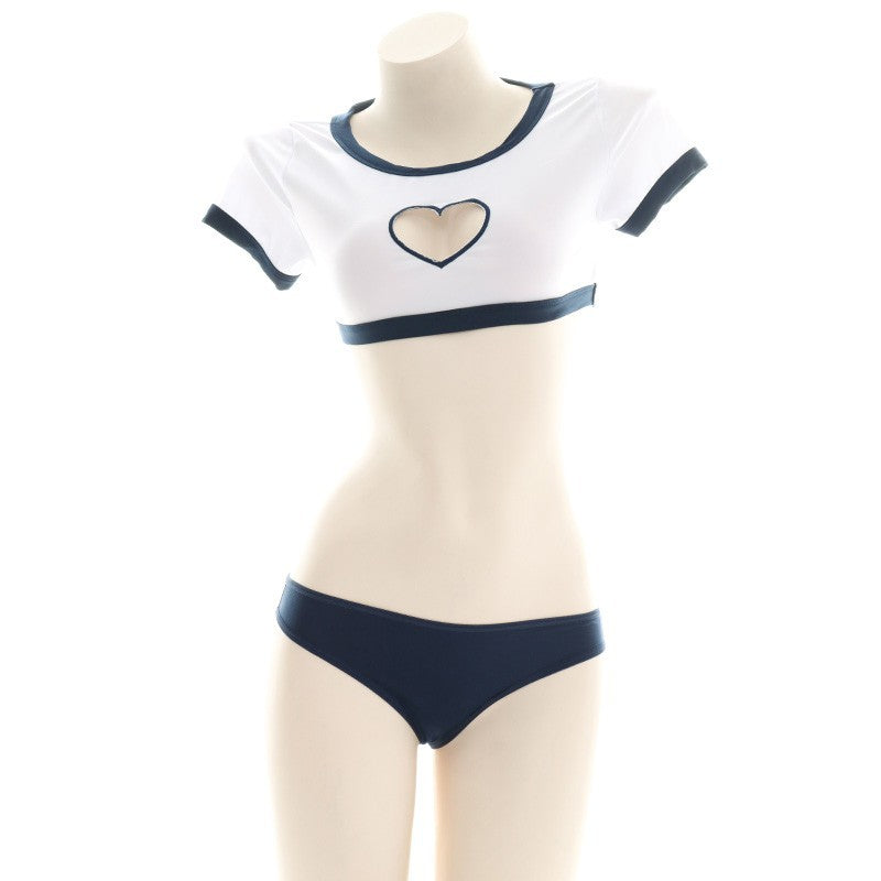 現貨 💖 短版體操服 愛心鏤空 開胸  兔子尾巴可拆卸  情趣內衣 角色扮演 Cosplay | 可以色色