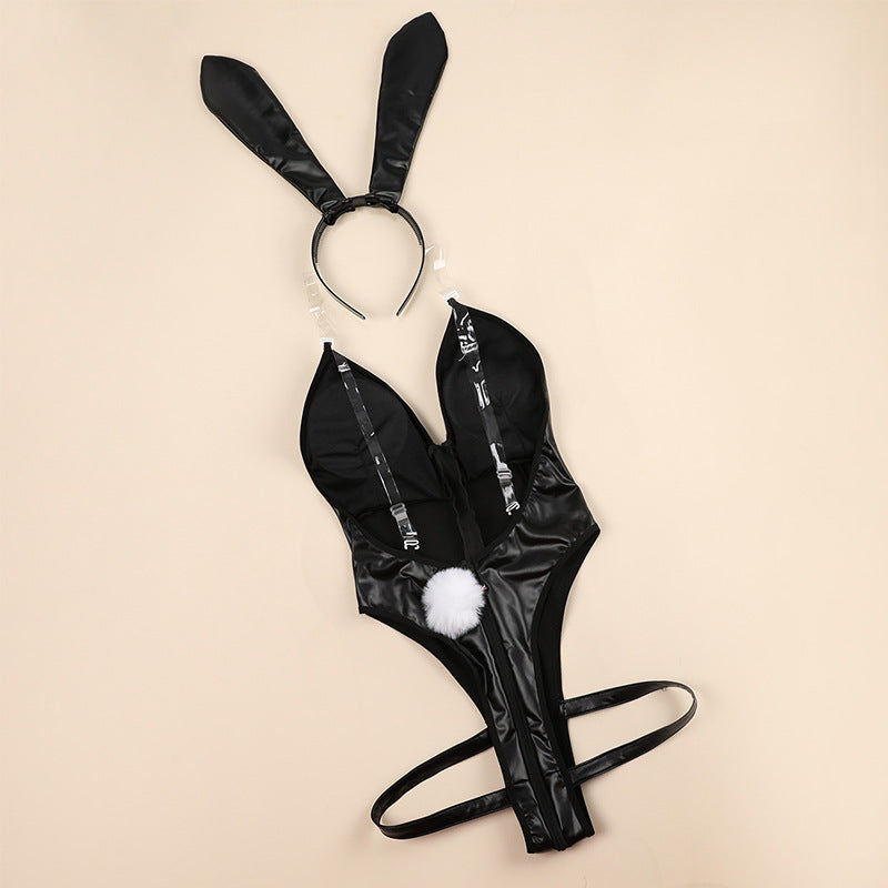 現貨 💖 兔女郎 兔女郎裝 兔女郎服 亮皮 兔耳 性感荷官 連體衣 萬聖節 表演服 角色扮演 情趣內衣 情趣睡衣 | 可以色色