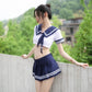 Ready stock 💖 Female student JK sailor uniform two-piece sailor suit exposed waist high elastic sexy underwear cosplay Halloween Cosplay | can be erotic